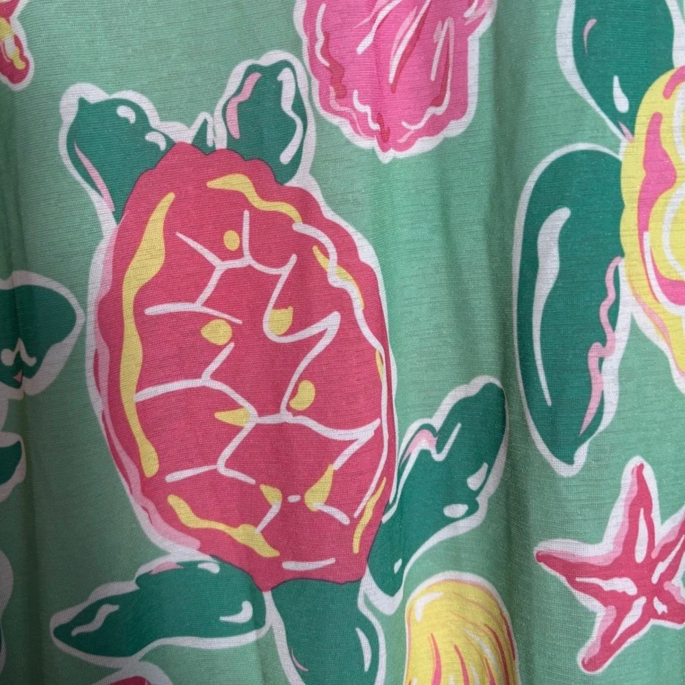 Simply Southern Sea Turtle Topsail Print Sleeveless Keyhole Tassel Hem Dress Med